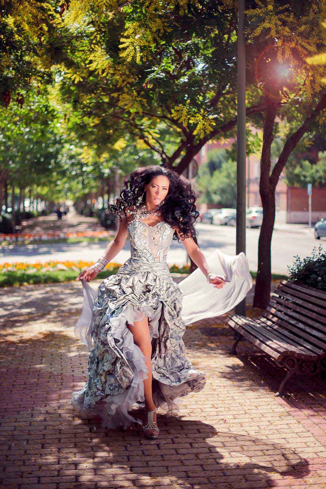 Retrato con vestido de gala en Madrid
